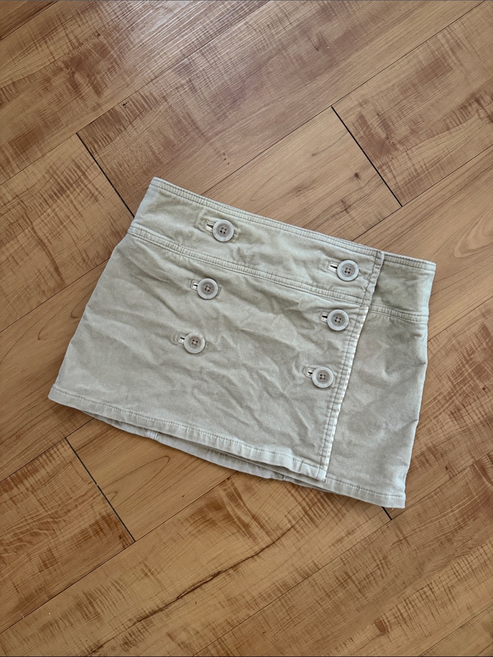 Abercrombie & Fitch Beige Velour Button-Front Mini Skirt Size 2 XS